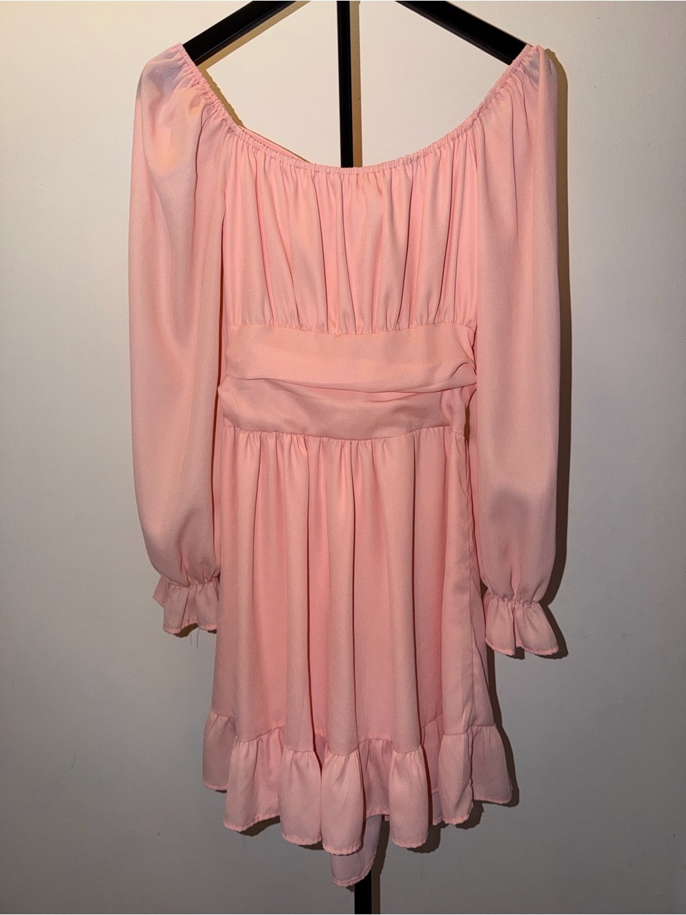Soft Pink Off-the-Shoulder Dress
